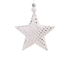 Новогоднее подвесное украшение Звезда с серебряными кружочками из х/б ткани 10,5*1,5*10,5смсм