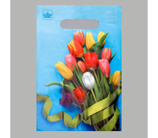 Пакет "Тюльпаны", полиэтиленовый с вырубной ручкой, 20*30см, 50 мк