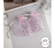 Мешочек подарочный "Пузырьки" 10*12см розовый с серебром